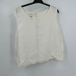 Jones New York Women Top 14 White Linen Minimalist Cottagecore Summer Classic